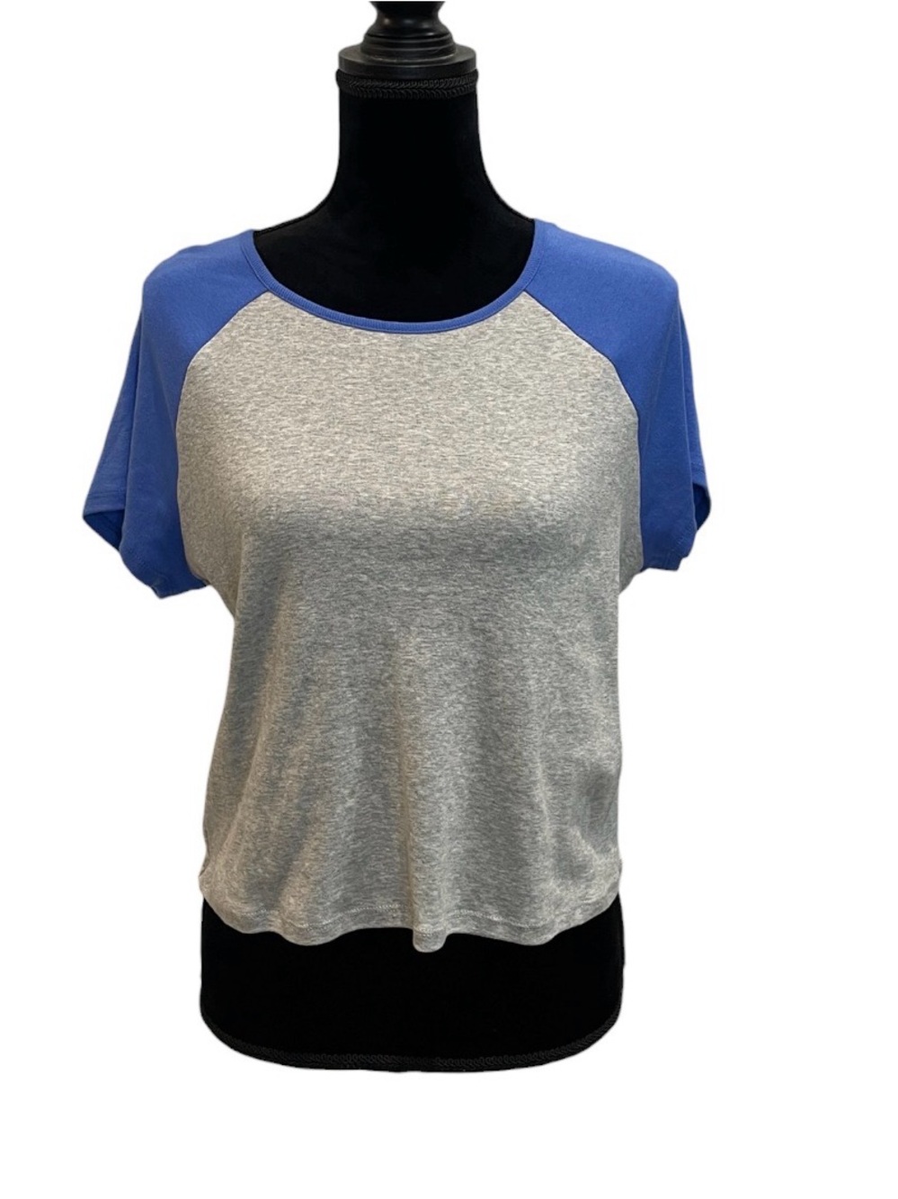 No Boundaries Heather Gray and Blue Short Sleeve Top